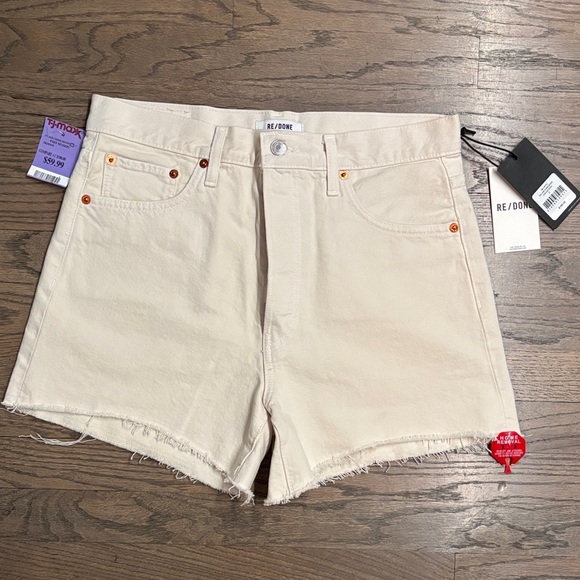 RE/DONE Women's Cream Cutoff Denim Shorts Size 27 - Picture 1 of 5